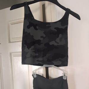 Old Navy Green and Gray Camo Crop Top And Legging Set